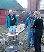 Raku firing demonstration at Hockaday Museum