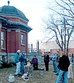 Raku firing demonstration at Hockaday Museum