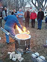 Charlie Davis Raku firing demonstration at Hockaday Museum