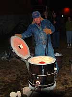 Charlie Davis Raku firing demonstration at Hockaday Museum