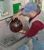 Charlie Davis Raku firing demonstration at Hockaday Museum